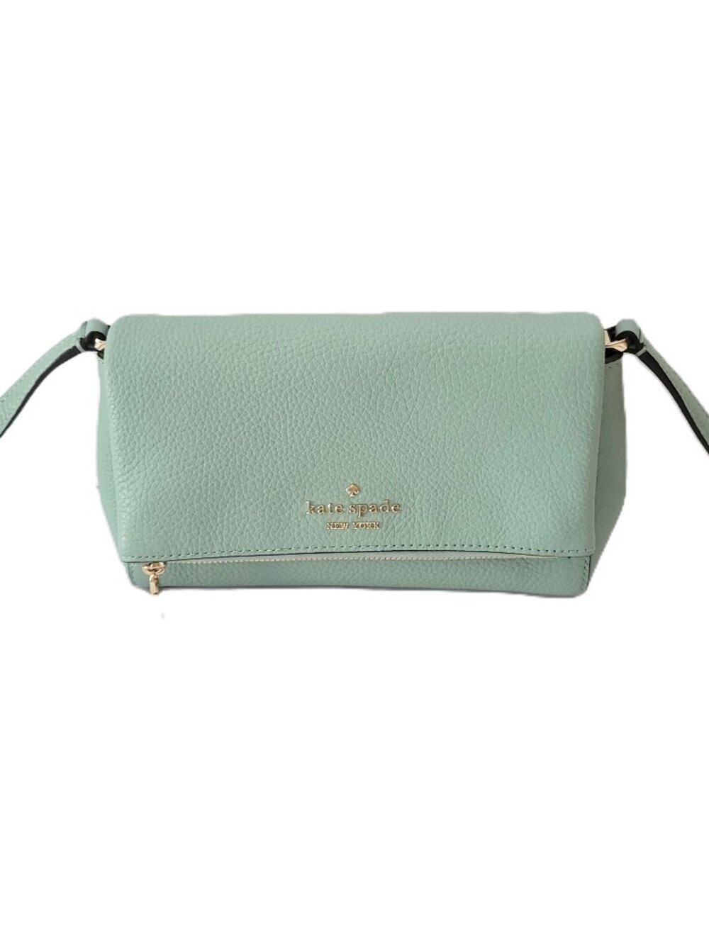 Kate Spade KE487 Leila Pebbled Leather Mini Flap Zip Crossbody Aventurine